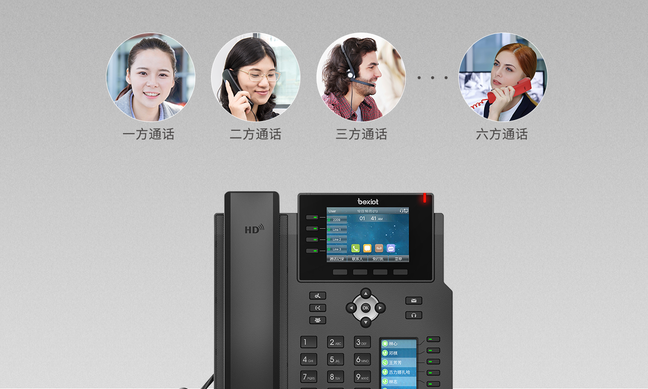 支持六方语音会议，高效办公