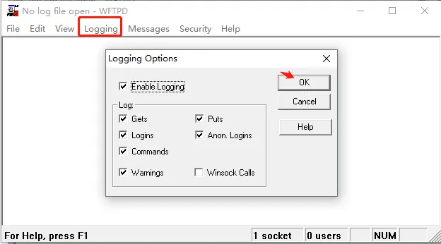 开启 log 选项示意图