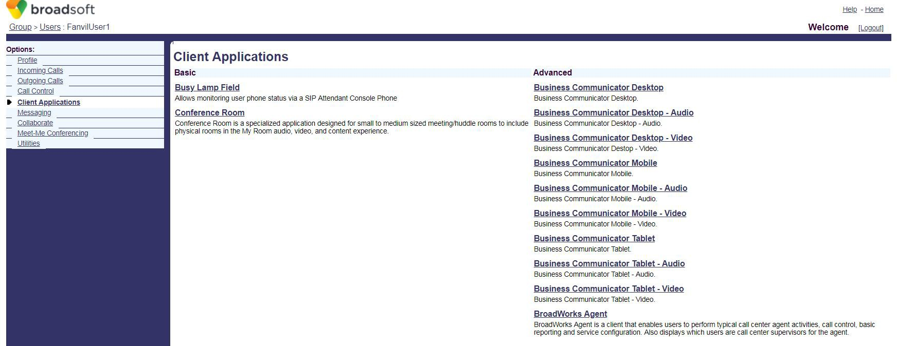 Client Applications界面