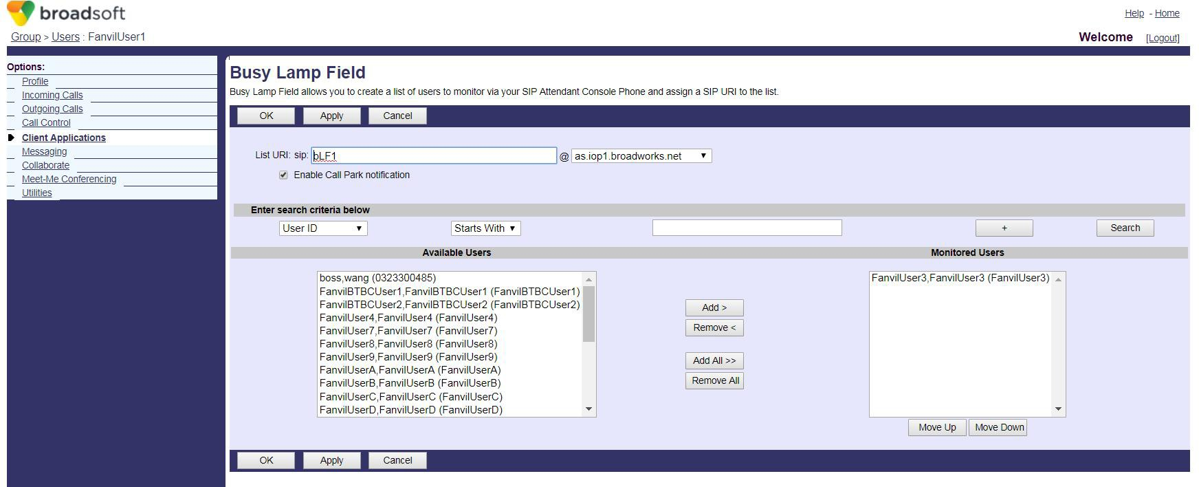 填写 List URI界面