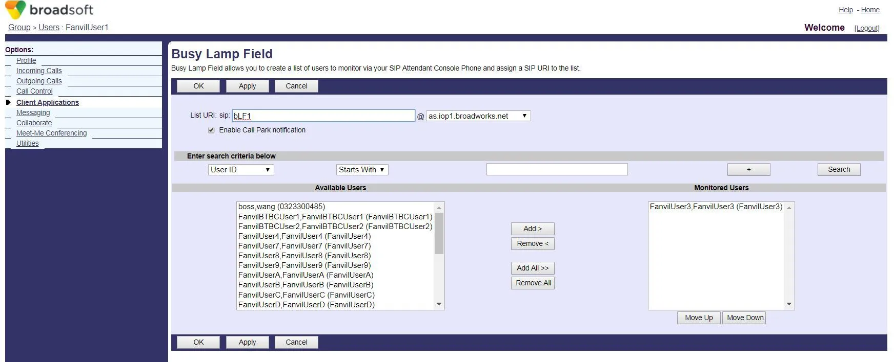 填写 List URI界面