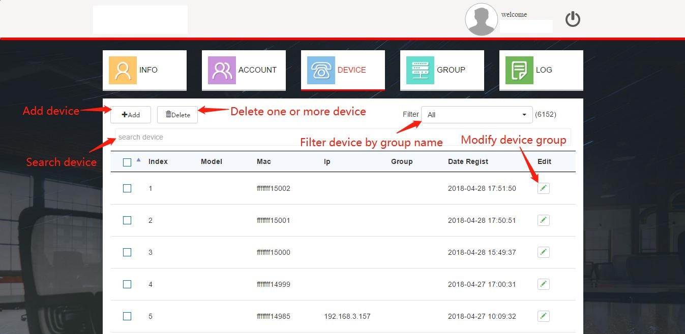 DEVICE 设备列表界面