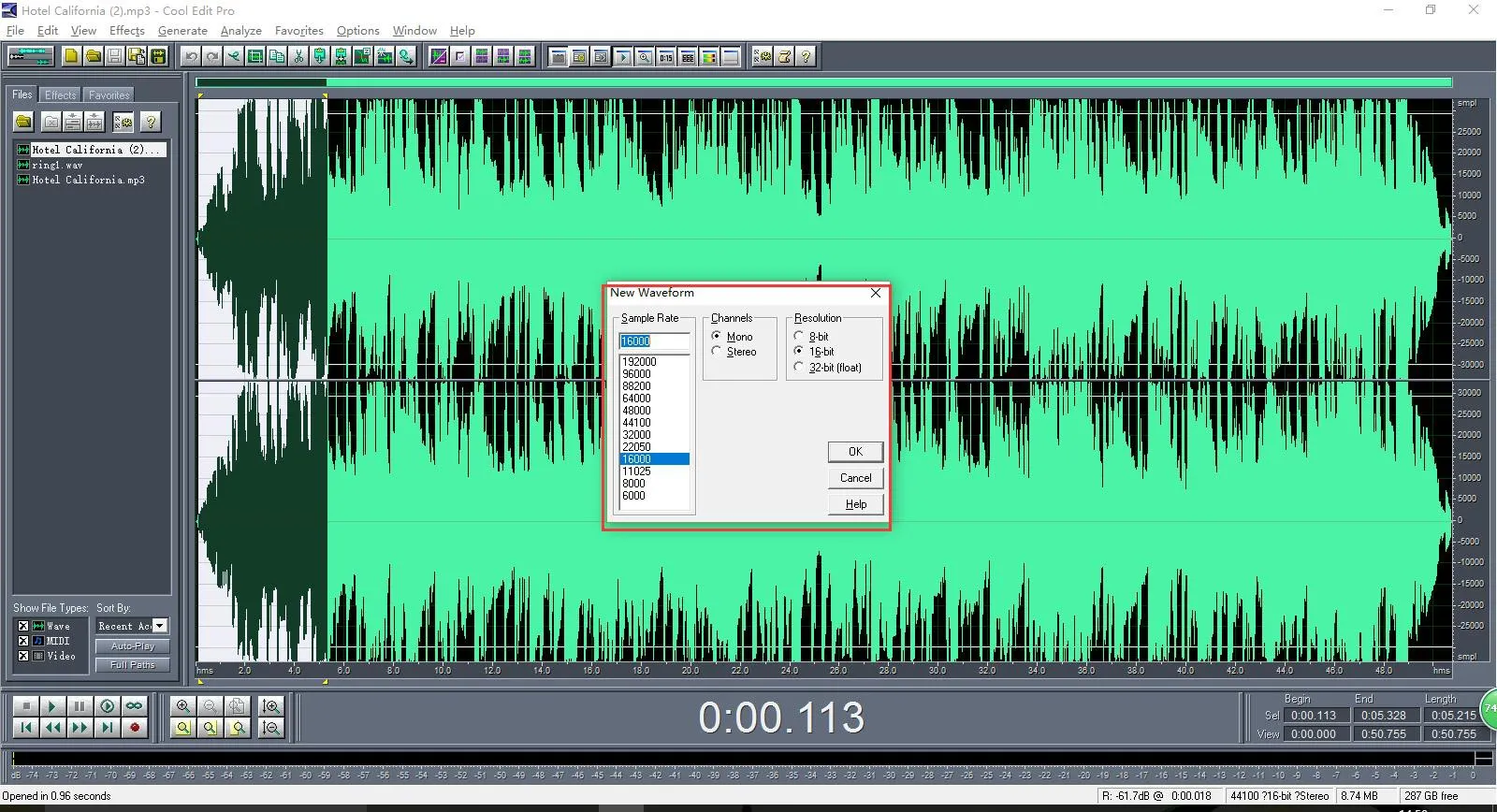 新建并粘贴复制出来的音频片段