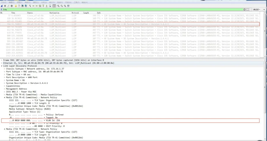 由电话发送的 LLDP 包