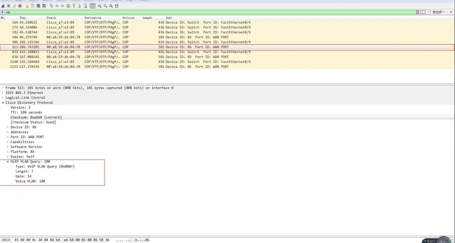 通过电话发送的 CDP 数据包