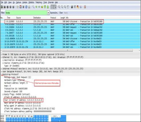 通过电话发送的 DHCP 发现消息