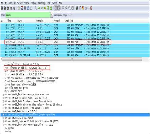 由电话接收的 DHCP 提供的消息