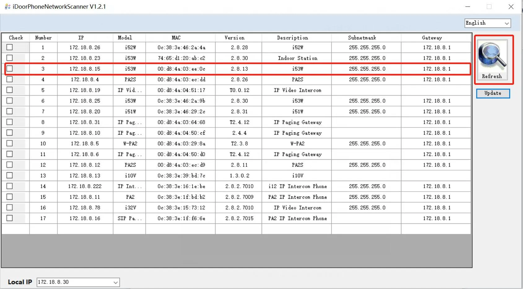 IP扫描工具扫描列表
