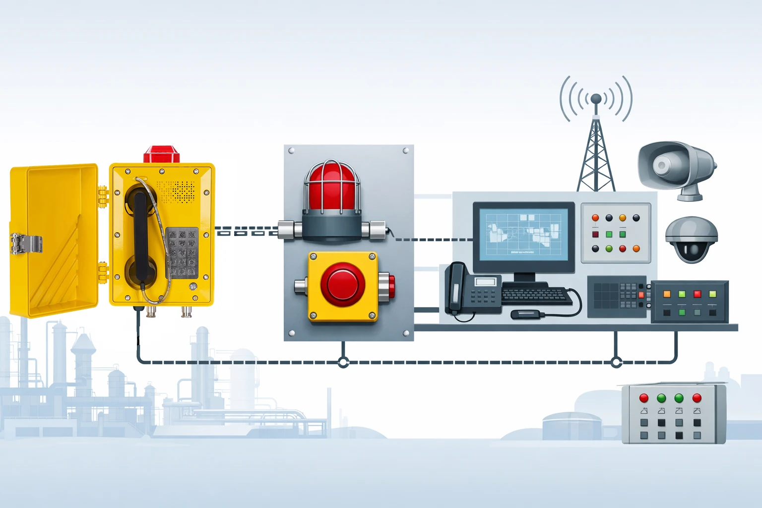 防爆电话与报警按钮组合安装示意