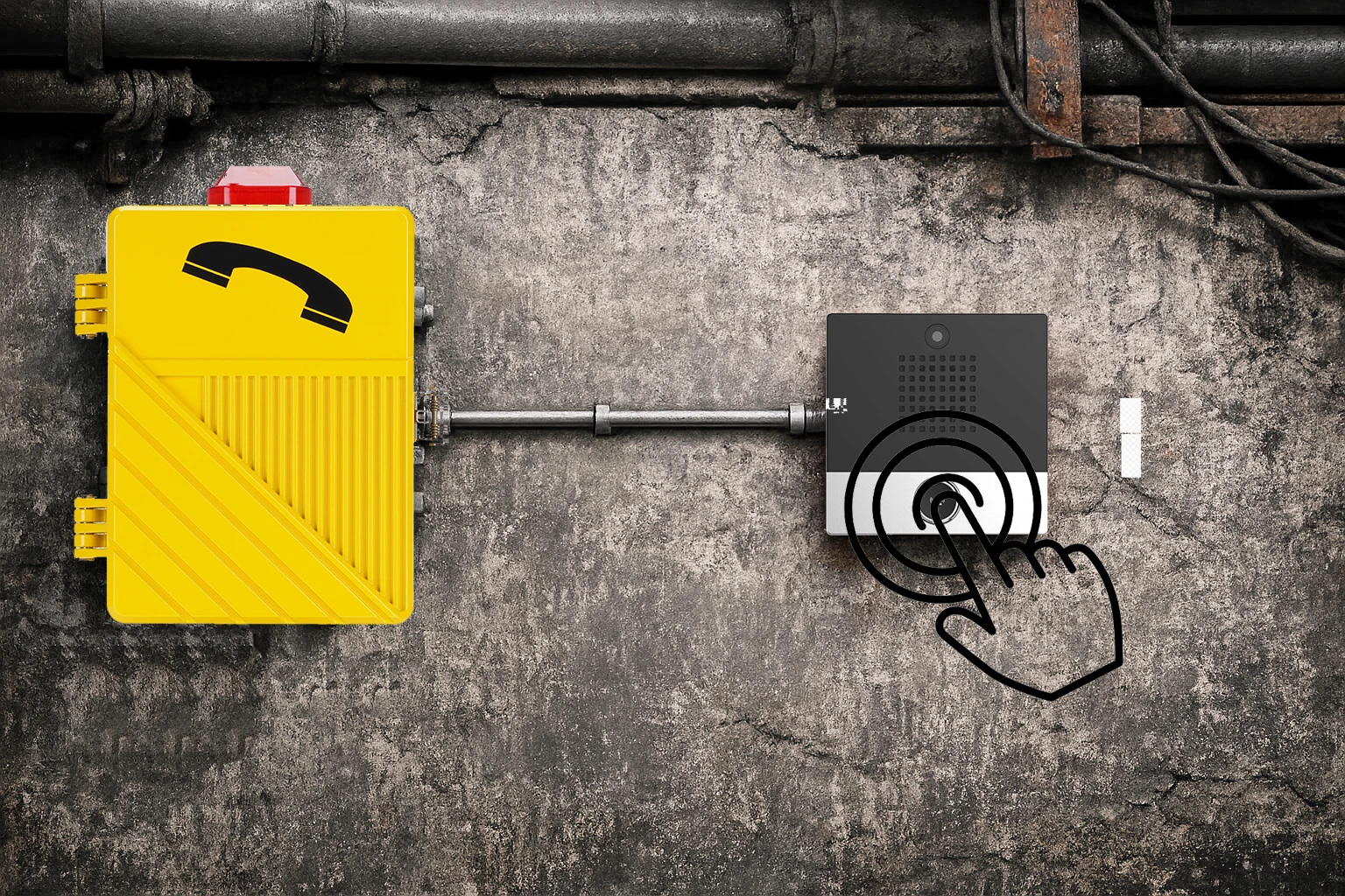 防爆电话与报警按钮组合安装示意