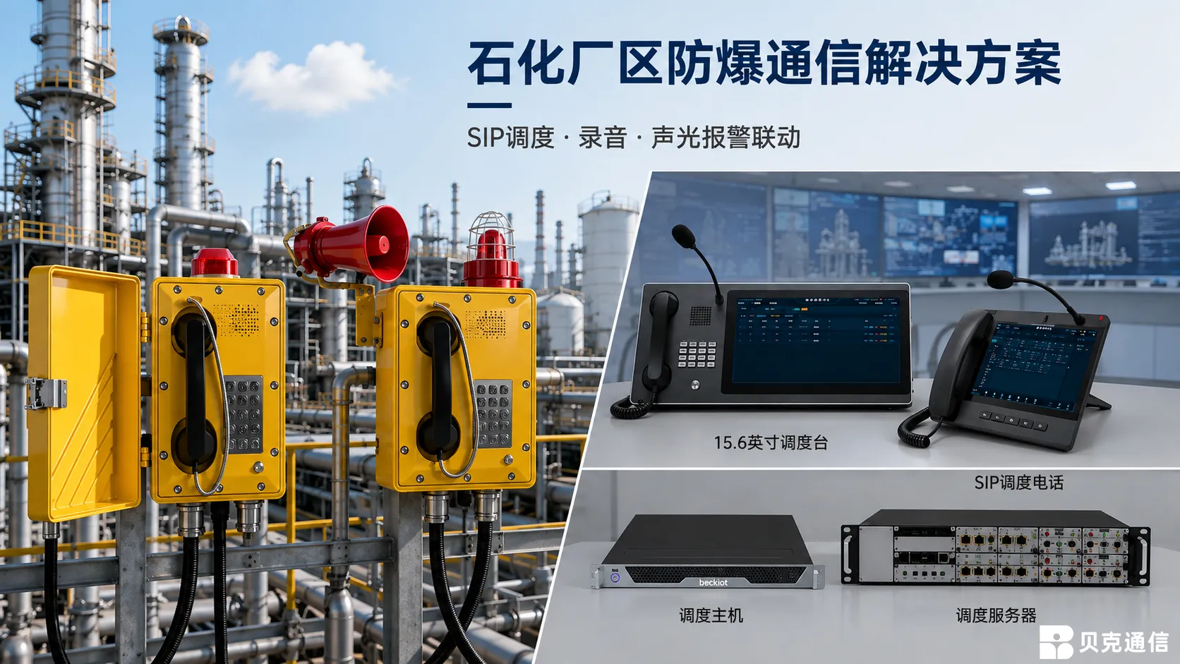 石化厂区防爆电话通信解决方案：SIP调度、录音与声光报警联动