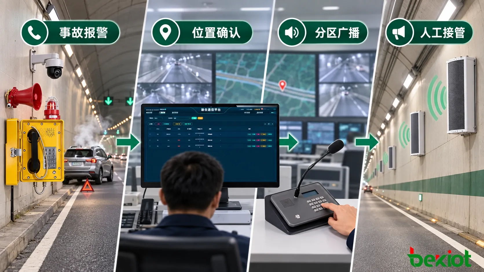 隧道紧急电话火灾报警视频监控与应急广播系统事故联动流程