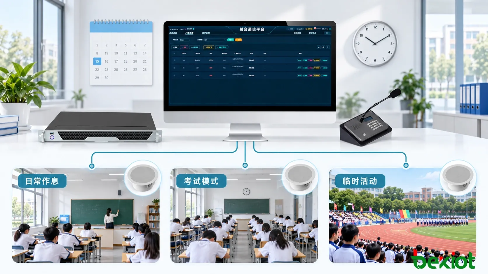 校园广播平台校历作息考试模式和定时播放任务管理